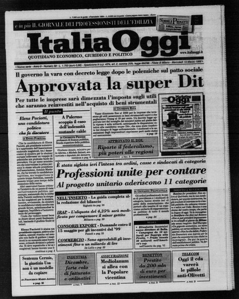 Italia oggi : quotidiano di economia finanza e politica